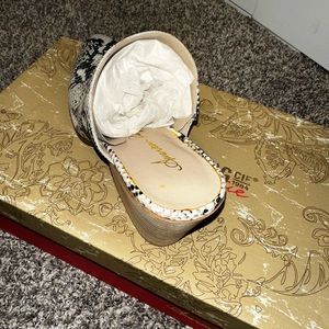 American Rag Shoes | American Rag Heidil Black and White Snakeskin Mules